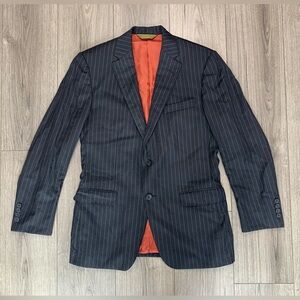 Phineas Cole Men Stripped 110s Wool Two‎ Buttons Blazer Jacket Size 40R